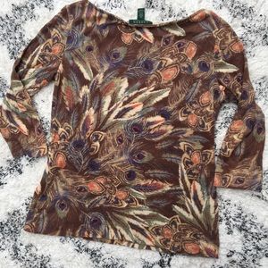 Ralph Lauren Peacock Feather Print Cotton Sweater